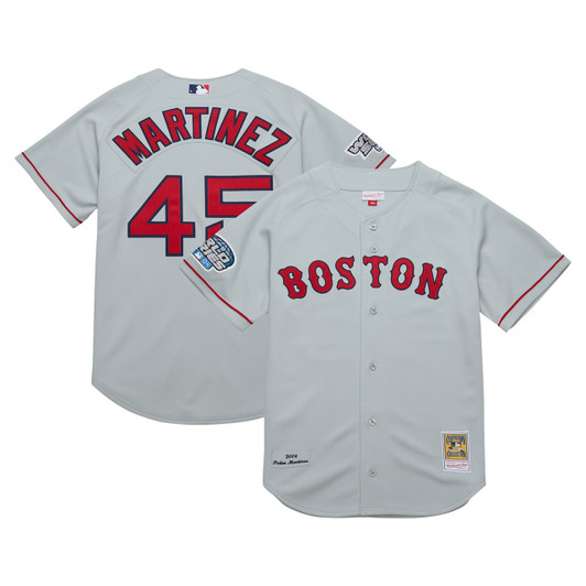 Pedro Martinez #45 Boston Red Sox Mitchell Ness 2004 Cooperstown Authentic Throwback Jersey - Gray