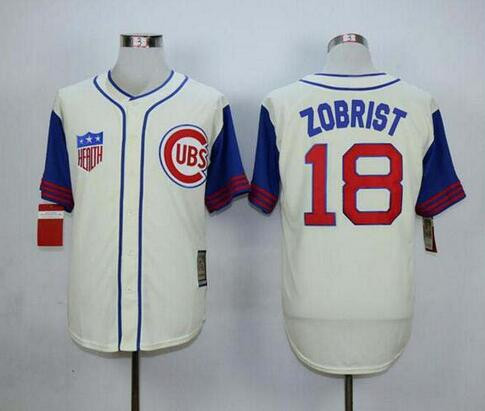 Ben Zobrist #18 Chicago Cubs Majestic Mens 1942 Cooperstown Limited Throwback Jersey - Cream