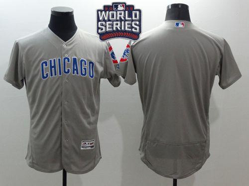Chicago Cubs 2016 Blank Flexbase Authentic Road World Series Bound Jersey - Grey
