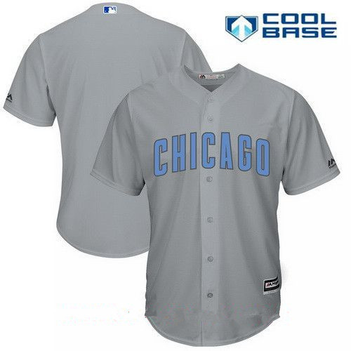 Chicago Cubs Majestic Mens Blank Baby Blue Fathers Day Limited Cool Base Jersey - Gray