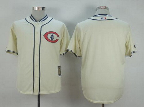 Chicago Cubs Majestic Mens Blank Cooperstown Limited Throwback Jersey - Cream