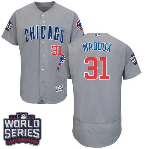 Greg Maddux #31 Chicago Cubs 2016 Flexbase Authentic Road World Series Bound Jersey - Grey