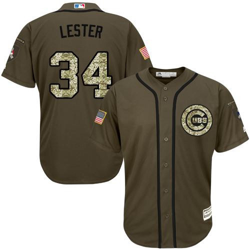 Jon Lester #34 Chicago Cubs Salute To Service Limited Jersey - Green