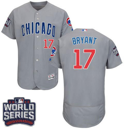Kris Bryant #17 Chicago Cubs 2016 Flexbase Authentic Road World Series Bound Jersey - Grey