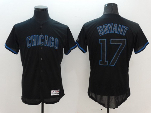 Kris Bryant #17 Chicago Cubs Majestic Mens 2016 Lights Out Fashion Flexbase Limited Baseball Jersey - Black