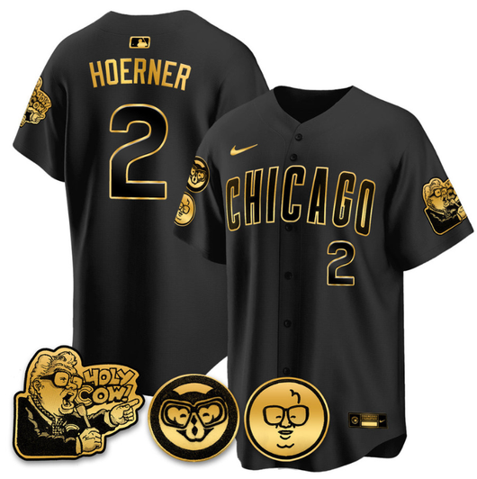 Nico Hoerner #2 Chicago Cubs Harry Caray Holy Cow Patch Premier Limited Jersey