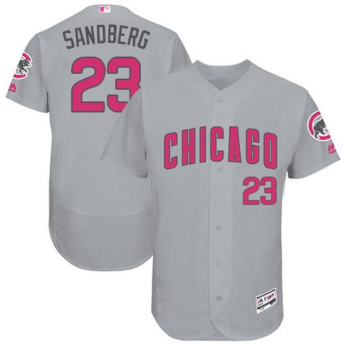 Ryne Sandberg #23 Chicago Cubs Flexbase Authentic Mothers Day Jersey - Grey