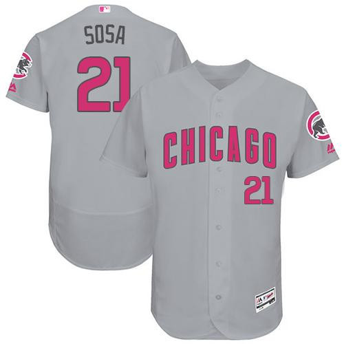Sammy Sosa #21 Chicago Cubs Flexbase Authentic Mothers Day Jersey - Grey