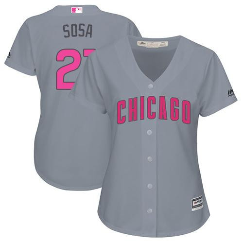 Sammy Sosa #21 Chicago Cubs Womens Mothers Day Limited Cool Base Baseball Jersey - Grey