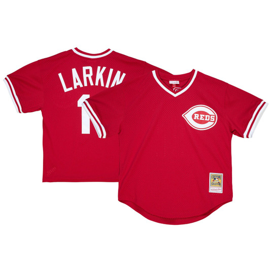 Barry Larkin #11 Cincinnati Reds Mitchell Ness Youth Cooperstown Mesh Limited Batting Practice Jersey - Red