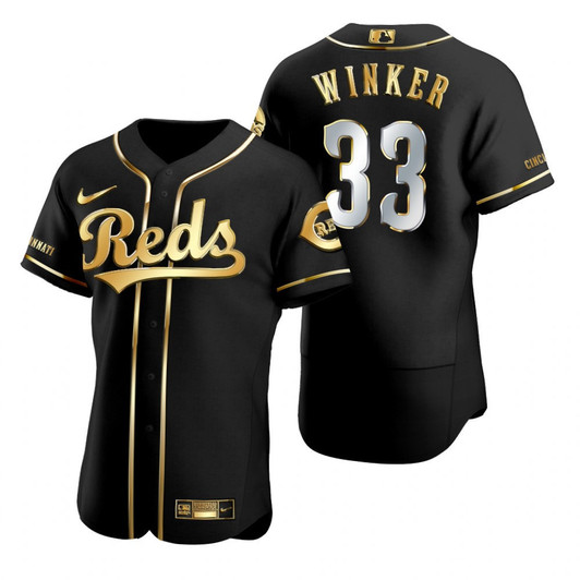 Jesse Winker #33 Cincinnati Reds Brandedition Black Gift Reds Fans Limited Jersey - Golden