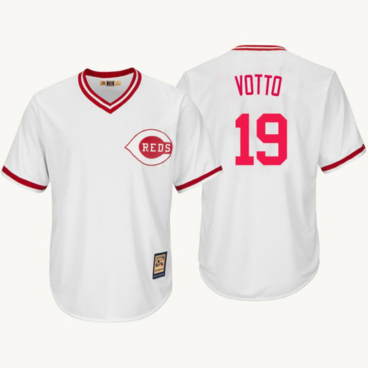 Joey Votto #19 Cincinnati Reds Throwback Pullover Limited Jersey - White