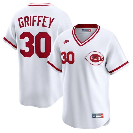 Ken Griffey Jr Cincinnati Reds Throwback Cooperstown Limited Jersey - White