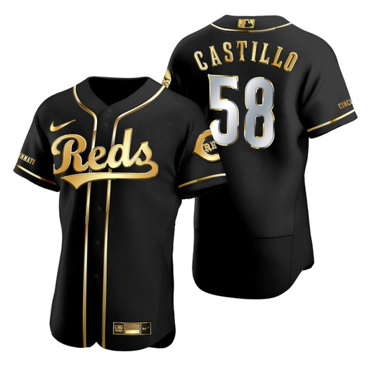 Luis Castillo #58 Cincinnati Reds Brandedition Black Gift Reds Fans Limited Jersey - Golden