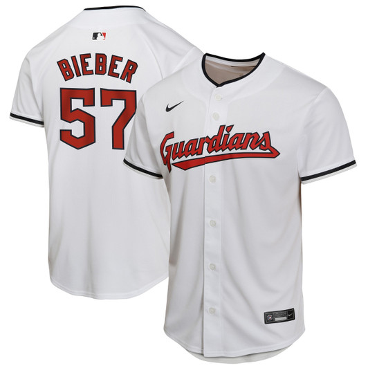 Shane Bieber Cleveland Guardians Nike Youth Home Limited Player Jersey - White