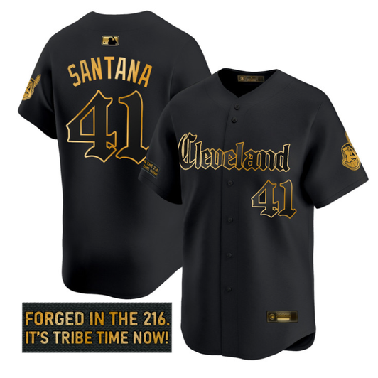 Carlos Santana #41 Cleveland Indians Gothic Iron Edition Limited Jersey