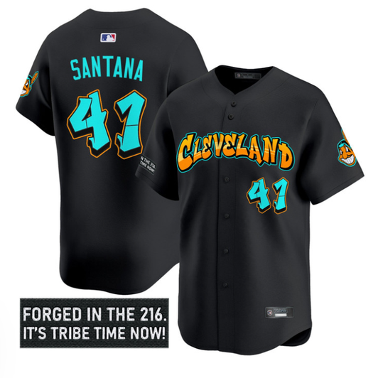 Carlos Santana #41 Cleveland Indians Graffiti Ink Edition Limited Jersey