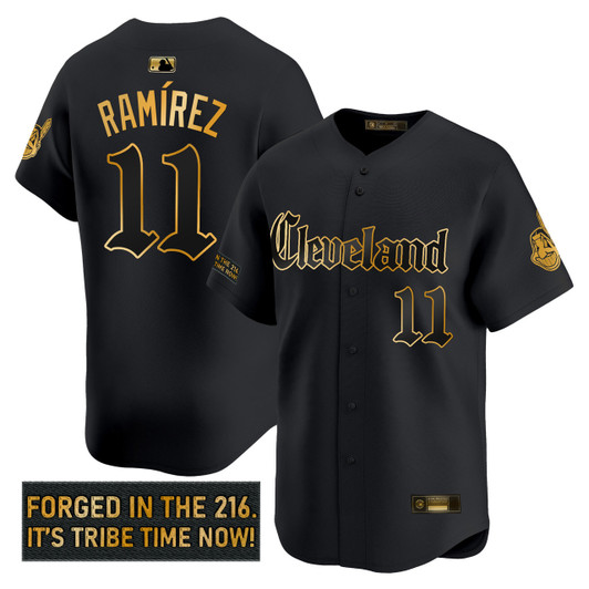Gothic Iron Cleveland Indians Men Edition Vapor Premier Limited Jersey - Gold
