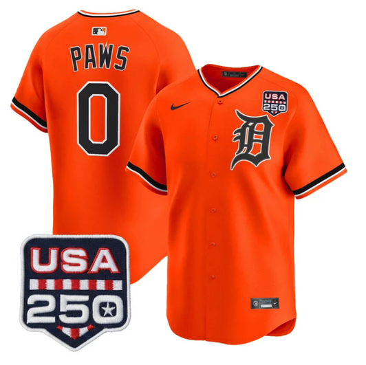 Detroit Tigers #0 2026 Paws Alternate Vapor Limited Jersey