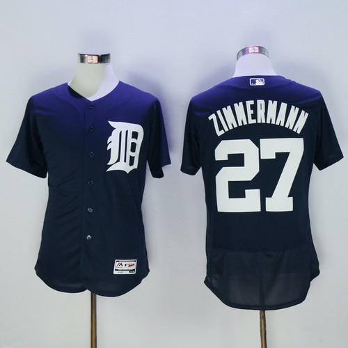 Detroit Tigers #27 Jordan Mens 2016 Zimmermann Flexbase Majestic Limited Baseball Jersey - Navy Blue