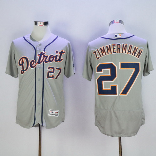 Detroit Tigers #27 Jordan Mens 2016 Zimmermann Road Flexbase Majestic Limited Baseball Jersey - Gray
