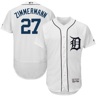 Detroit Tigers #27 Jordan Mens 2018 Zimmermann Majestic Home Flex Base Authentic Player Jersey - White