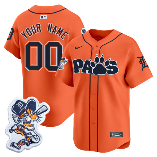 Detroit Tigers Paws Patch Vapor Premier Limited V2 Custom Jersey