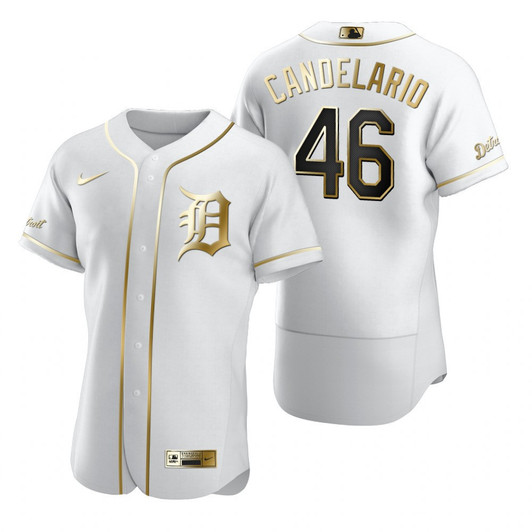 Jeimer Candelario #46 Detroit Tigers Brandedition White Gift Tigers Fans Limited Jersey - Golden