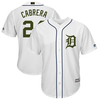 Miguel Cabrera #24 Detroit Tigers Majestic Mens 2018 Memorial Day Limited Cool Base Player Jersey - White