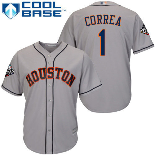 Carlos Correa #1 Houston Astros 2019 Cool Base World Series Bound Limited Baseball Jersey - Grey