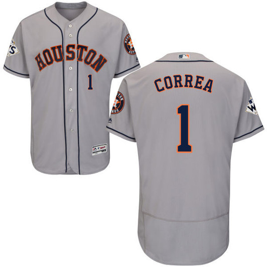 Carlos Correa #1 Houston Astros Mens 2017 Flexbase Authentic World Series Bound Jersey - Grey
