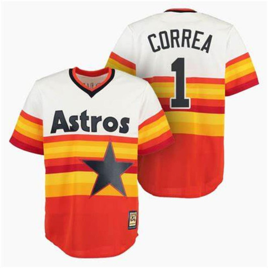 Carlos Correa #1 Houston Astros Throwback Pullover Limited Jersey - Orange