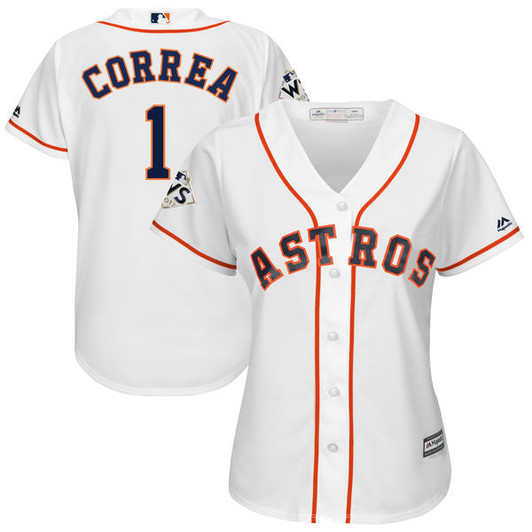 Carlos Correa #1 Houston Astros Womens 2017 Women World Series Bound Limited Cool Base Player Jersey - White