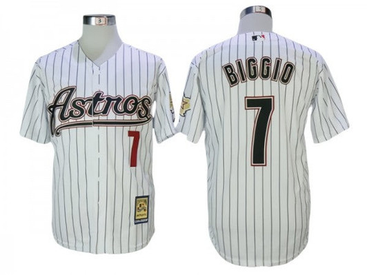 Craig Biggio #7 Houston Astros Pinstripe Cooperstown Limited Jersey - White