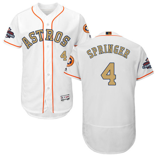 George Springer #4 Houston Astros Mens 2018 Gold Program Flexbase Limited Jersey - White