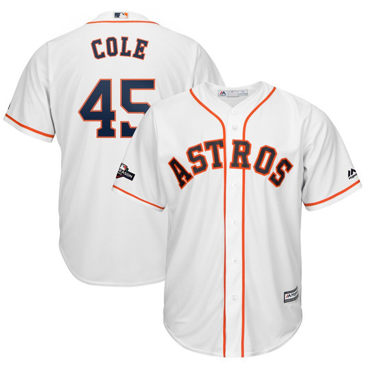 Gerrit Cole #45 Houston Astros Majestic 2019 Postseason Limited Cool Base Player Jersey - White