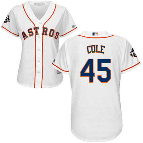 Gerrit Cole #45 Houston Astros Womens 2019 Home World Series Bound Limited Baseball Jersey - White