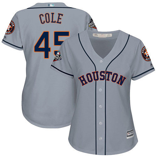 Gerrit Cole #45 Houston Astros Womens 2019 Road World Series Bound Limited Baseball Jersey - Grey
