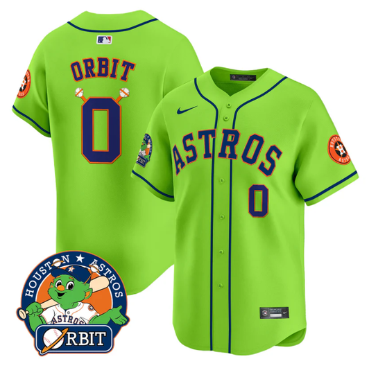 Houston Astros #0 Orbit Orbit Patch Vapor Premier Limited V2 Jersey - Green