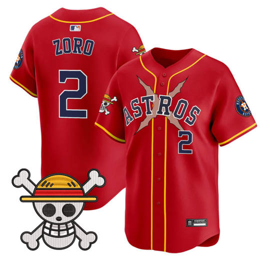 Houston Astros #2 2025 Zoro One Piece Vapor Limited Jersey - Red