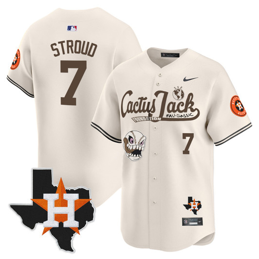 Houston Astros Men'S Cactus Jack Patch Vapor Premier V8 Limited Jersey
