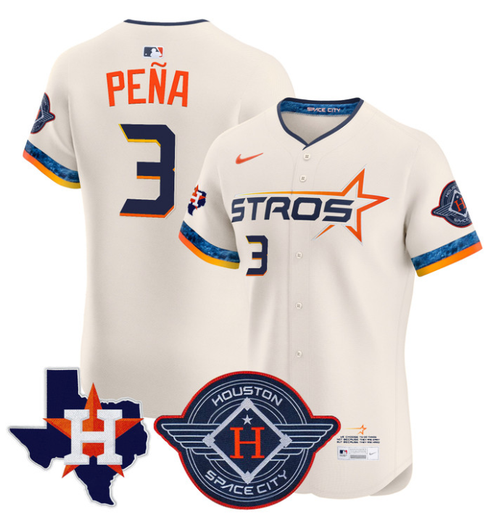 Jeremy Pena #3 Houston Astros 2025 City Connect Texas Patch Premier Elite Jersey