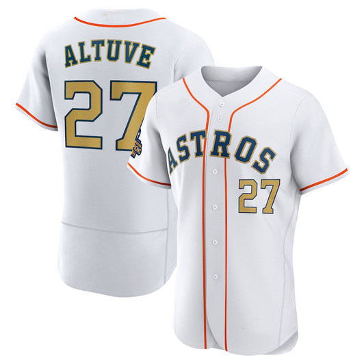 Jose Altuve #27 Houston Astros 2023 Limited Player Stitche Jersey - White Gold