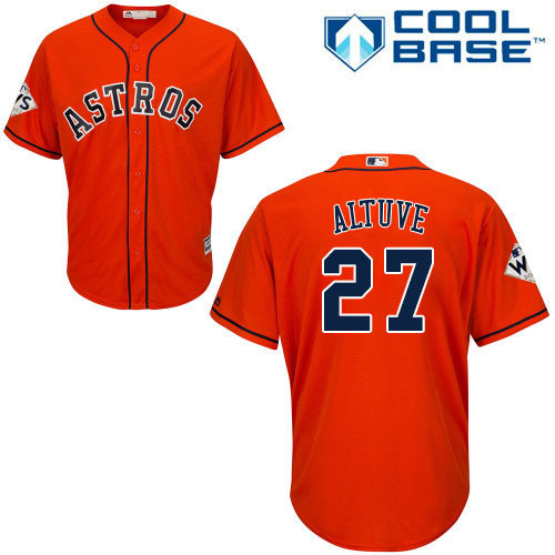 Jose Altuve #27 Houston Astros Mens 2017 Cool Base World Series Bound Limited Jersey - Orange