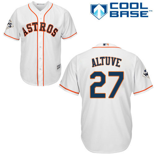 Jose Altuve #27 Houston Astros Mens 2017 Cool Base World Series Bound Limited Jersey - White
