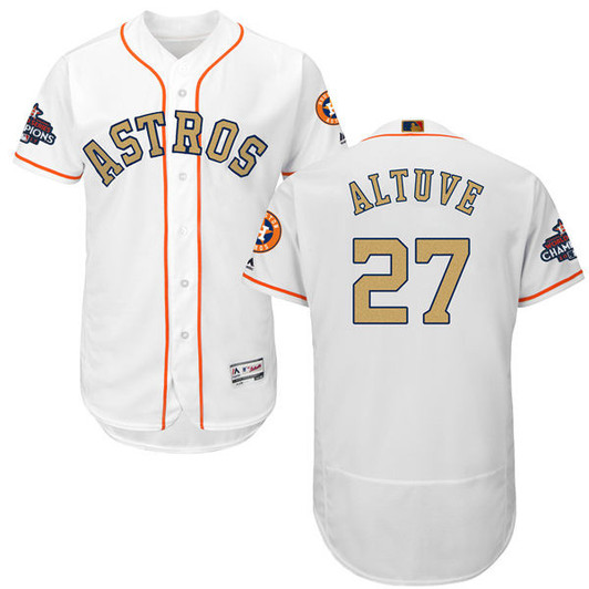 Jose Altuve #27 Houston Astros Mens 2018 Gold Program Flexbase Limited Jersey - White
