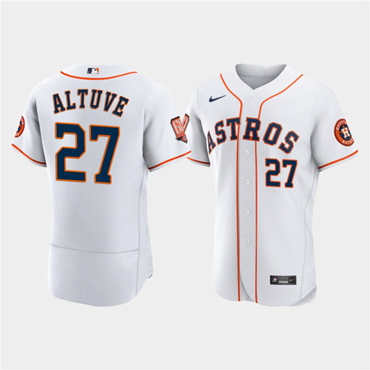 Jose Altuve #27 Houston Astros Mens 60Th Anniversary Limited Flex Base Baseball Jersey - White