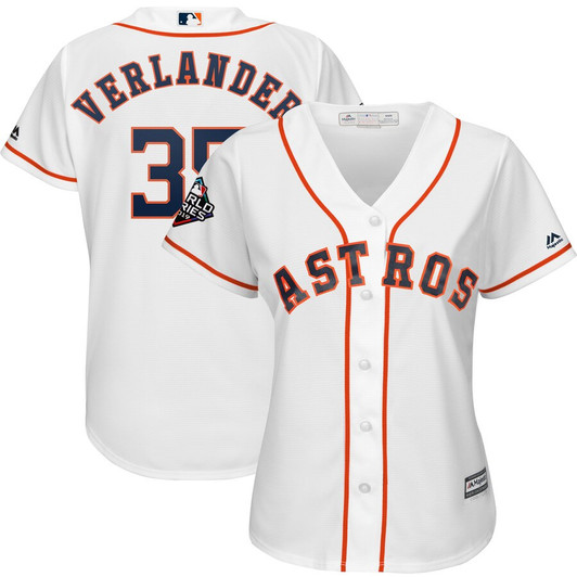 Justin Verlander #35 Houston Astros Majestic Womens 2019 World Series Bound Limited Cool Base Player Jersey - White