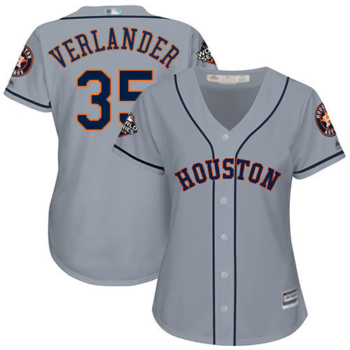 Justin Verlander #35 Houston Astros Womens 2019 Road World Series Bound Limited Baseball Jersey - Grey
