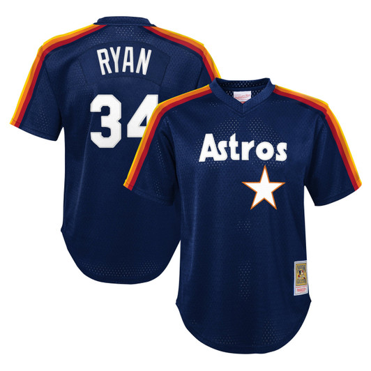 Nolan Ryan #34 Houston Astros Mitchell & Ness Youth Cooperstown Mesh Limited Batting Practice Jersey - Navy